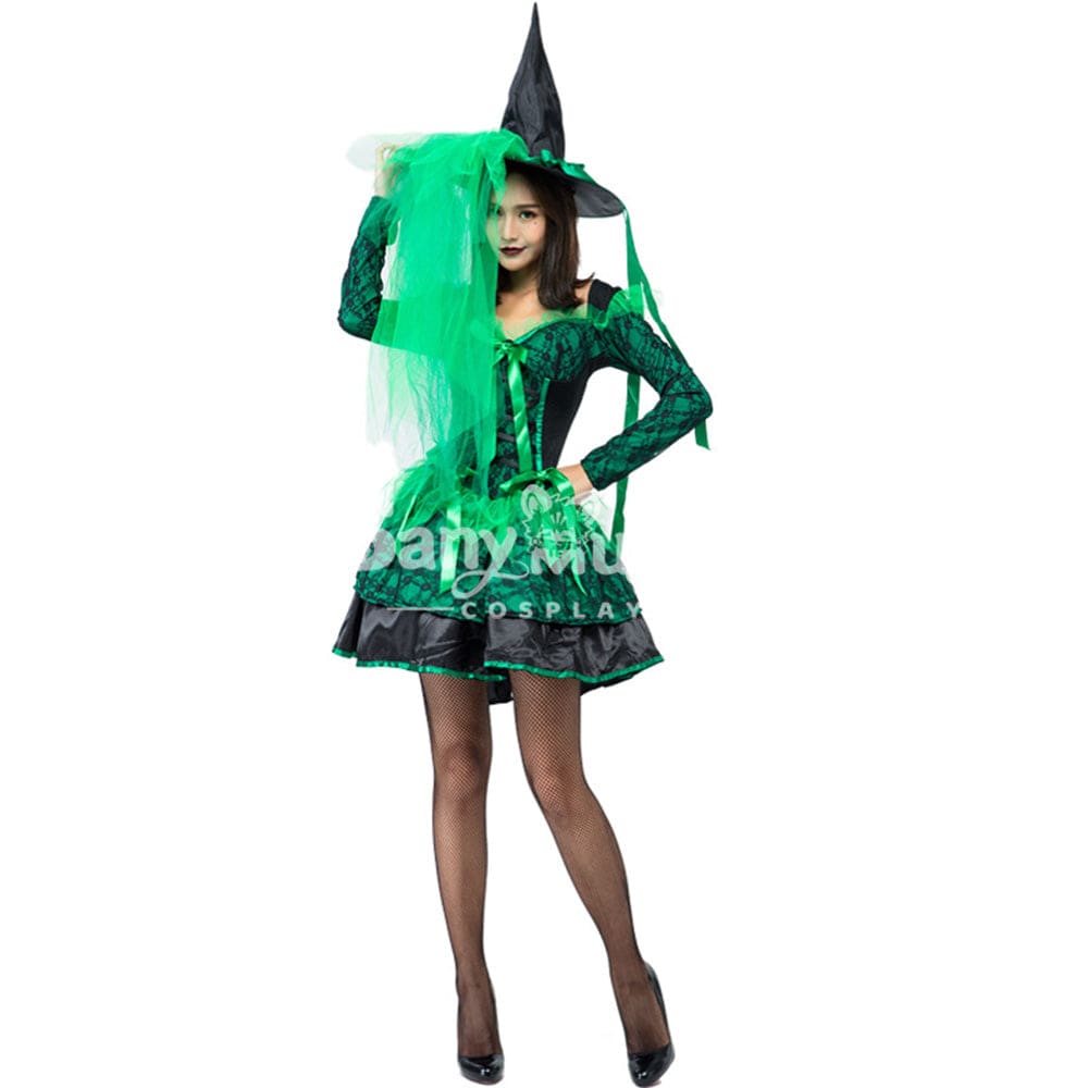 【In Stock】Halloween Cosplay Green Witches Costume Costumes