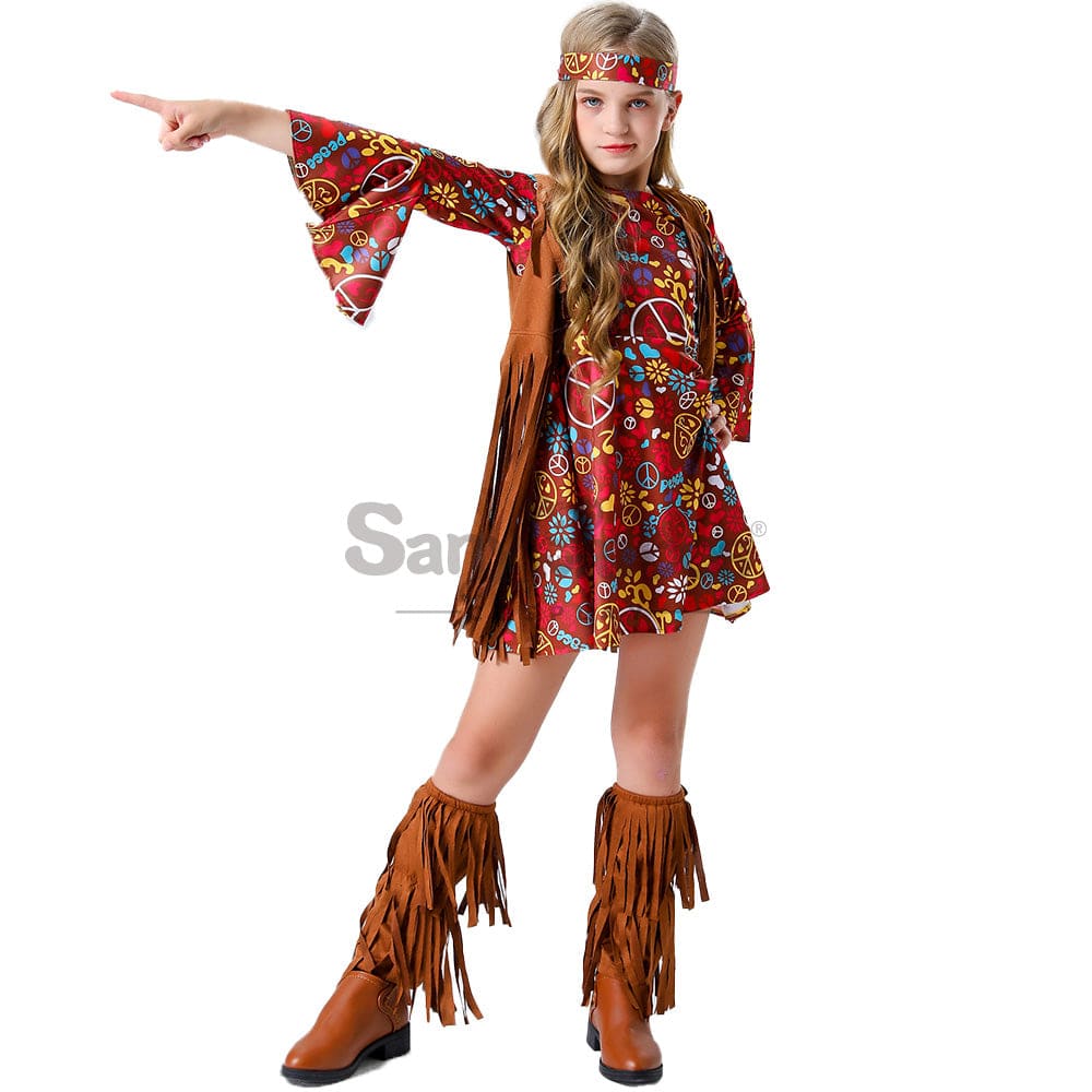 【In Stock】Halloween Cosplay Hippie Costume Kid Size Costumes