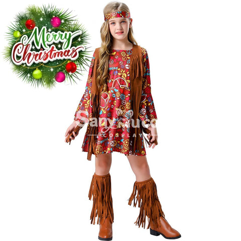 【In Stock】Halloween Cosplay Hippie Costume Kid Size Costumes