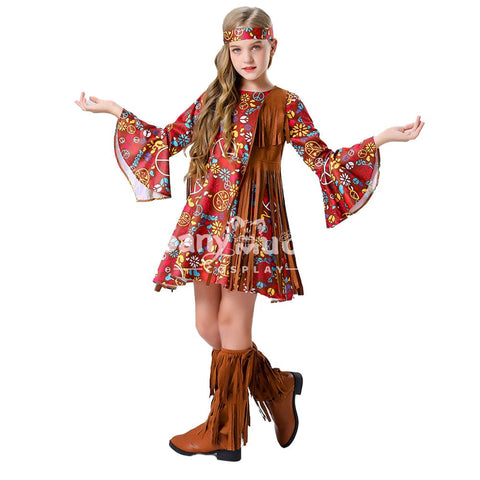 【In Stock】Halloween Cosplay Hippie Costume Kid Size Costumes