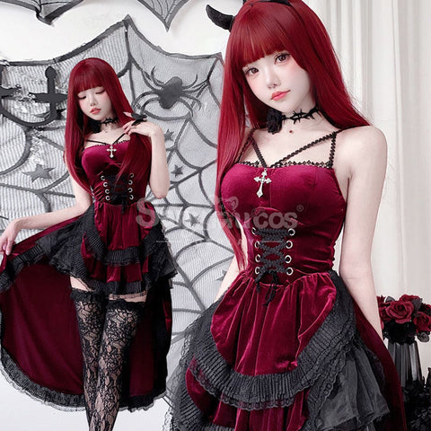 【In Stock】Halloween Cosplay Little Devil Gothic Style Black Dress Stage Performance Costume Costumes