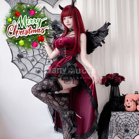 【In Stock】Halloween Cosplay Little Devil Gothic Style Black Dress Stage Performance Costume Costumes