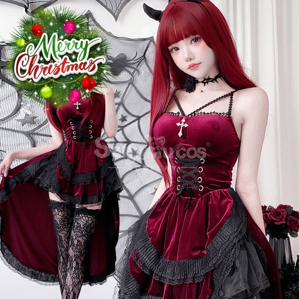 【In Stock】Halloween Cosplay Little Devil Gothic Style Black Dress Stage Performance Costume Costumes