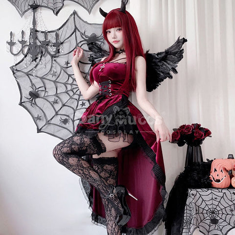 【In Stock】Halloween Cosplay Little Devil Gothic Style Black Dress Stage Performance Costume Costumes