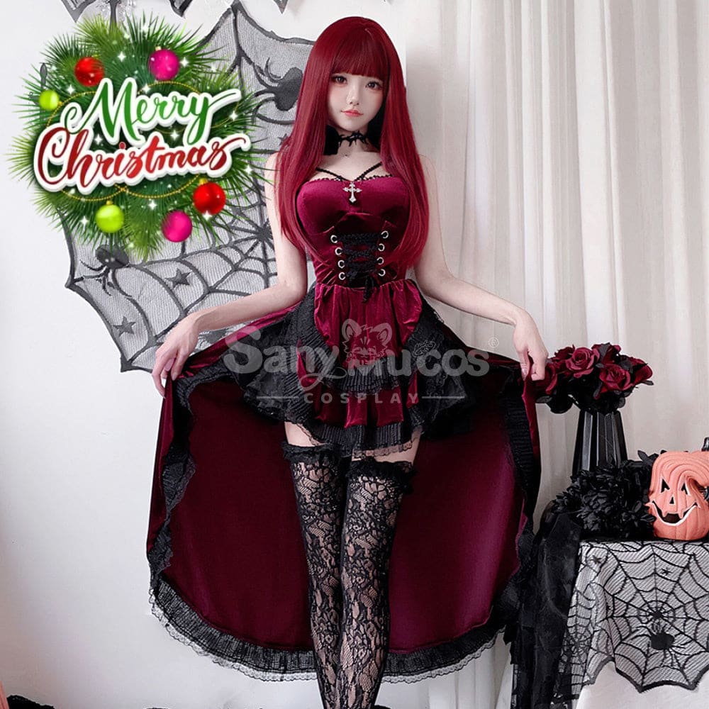 【In Stock】Halloween Cosplay Little Devil Gothic Style Black Dress Stage Performance Costume Costumes