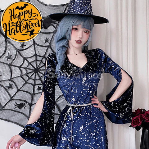 【In Stock】Halloween Cosplay Magician Witch Stage Performance Costume Costumes