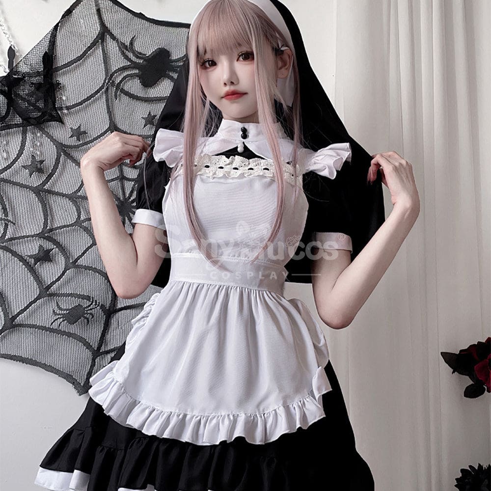 【In Stock】Halloween Cosplay Maid Black And White Dress Stage Performance Costume Costumes