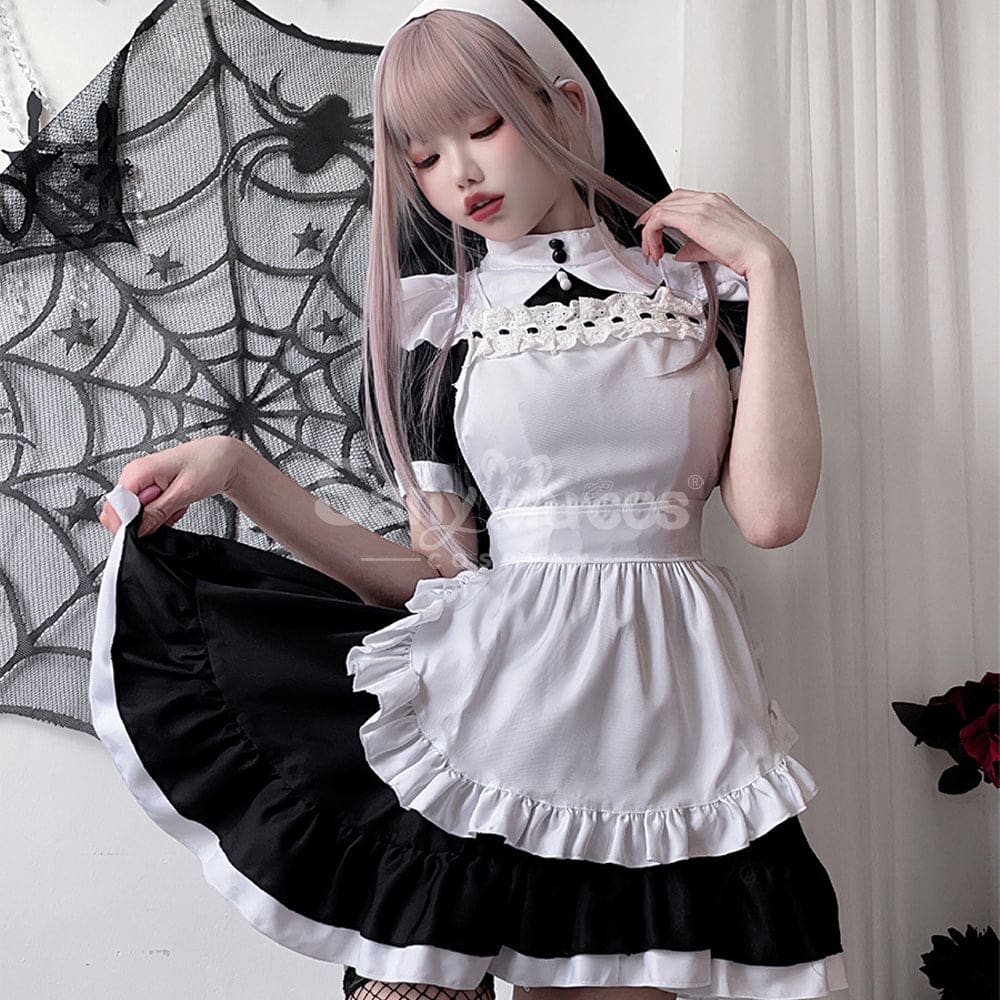 【In Stock】Halloween Cosplay Maid Black And White Dress Stage Performance Costume Costumes