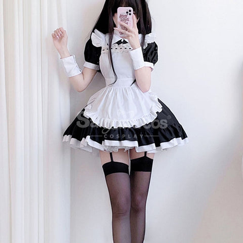 【In Stock】Halloween Cosplay Maid Black And White Dress Stage Performance Costume Costumes