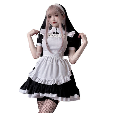 【In Stock】Halloween Cosplay Maid Black And White Dress Stage Performance Costume Costumes