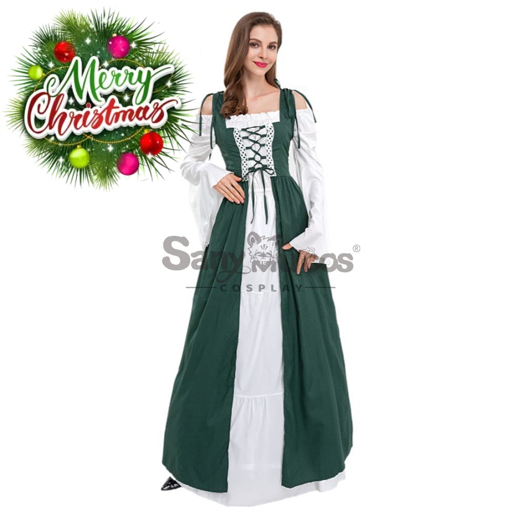 【In Stock】Halloween Cosplay Medieval Dress Costume Green / S Costumes