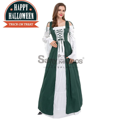 【In Stock】Halloween Cosplay Medieval Dress Costume Green / S Costumes