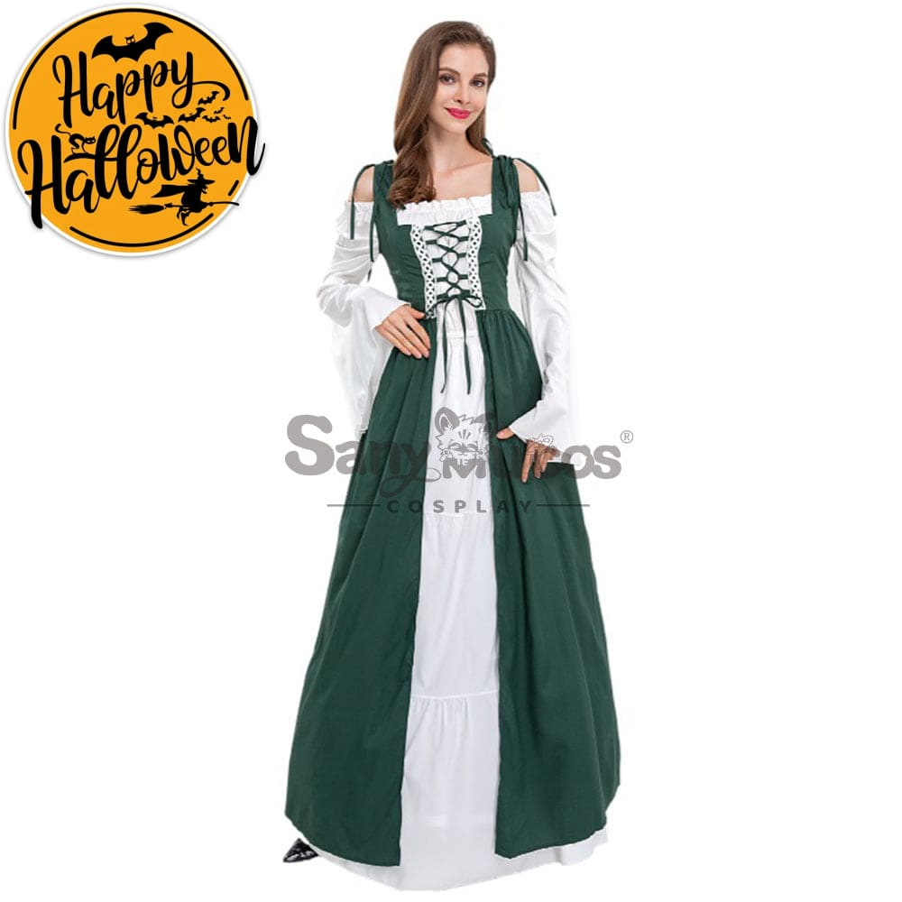 【In Stock】Halloween Cosplay Medieval Dress Costume Green / S Costumes