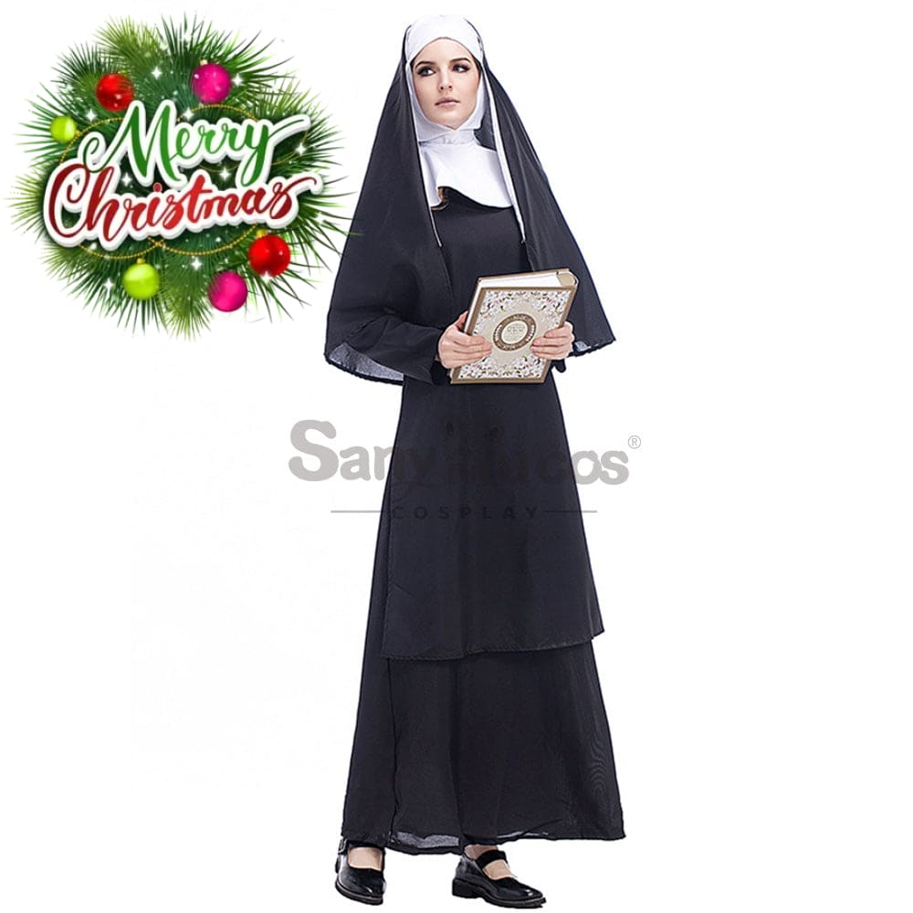 【In Stock】Halloween Cosplay Medieval Fashion Nun Costume Costumes