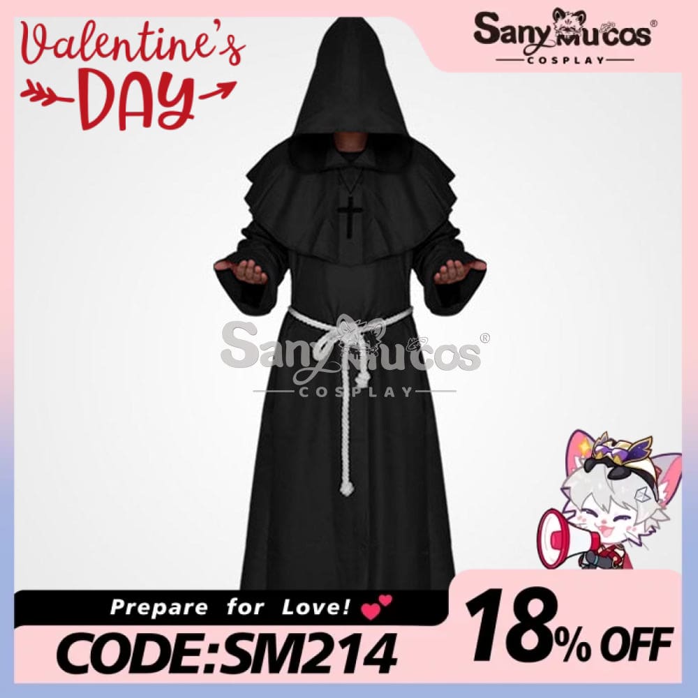 【In Stock】Halloween Cosplay Medieval Monk Costume Black / S Costumes