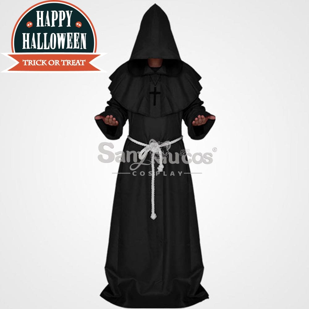 【In Stock】Halloween Cosplay Medieval Monk Costume Black / S Costumes