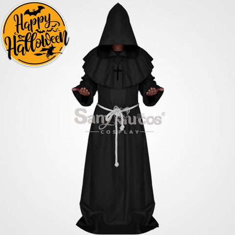 【In Stock】Halloween Cosplay Medieval Monk Costume Black / S Costumes