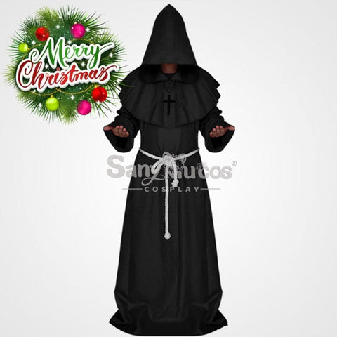 【In Stock】Halloween Cosplay Medieval Monk Costume Black / S Costumes