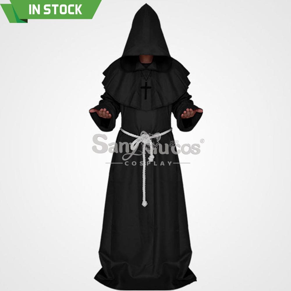 【In Stock】Halloween Cosplay Medieval Monk Costume Black / S Costumes