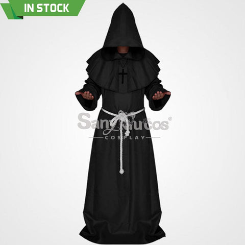 【In Stock】Halloween Cosplay Medieval Monk Costume Black / S Costumes