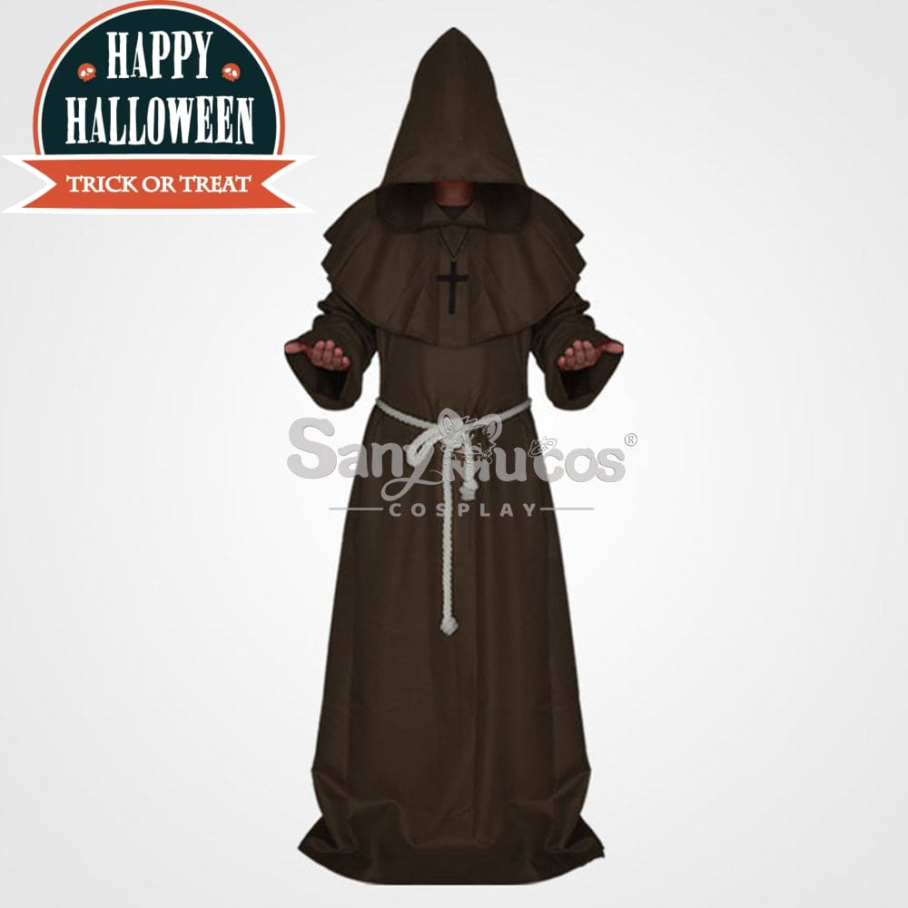 【In Stock】Halloween Cosplay Medieval Monk Costume Brown / S Costumes