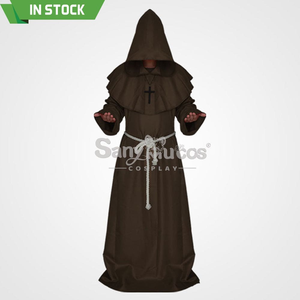 【In Stock】Halloween Cosplay Medieval Monk Costume Brown / S Costumes