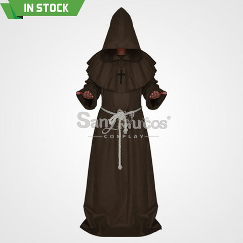 【In Stock】Halloween Cosplay Medieval Monk Costume Brown / S Costumes