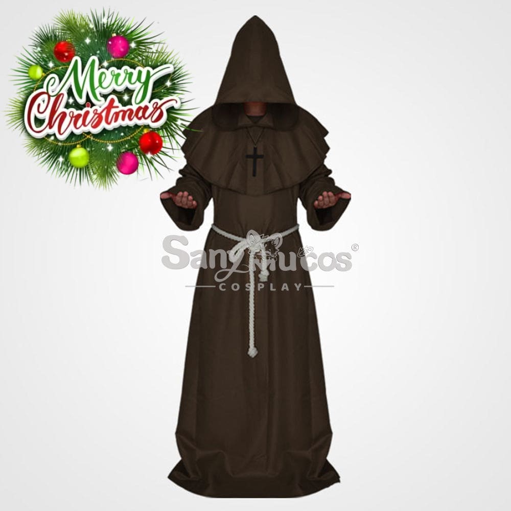 【In Stock】Halloween Cosplay Medieval Monk Costume Brown / S Costumes