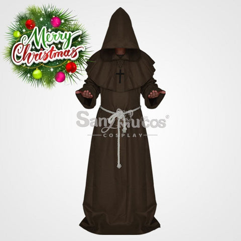 【In Stock】Halloween Cosplay Medieval Monk Costume Brown / S Costumes