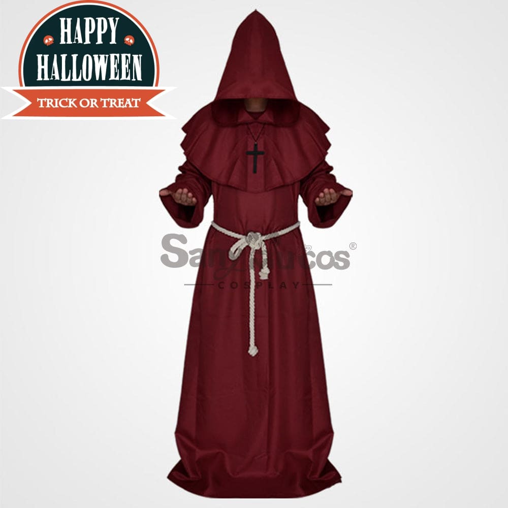 【In Stock】Halloween Cosplay Medieval Monk Costume Red / S Costumes