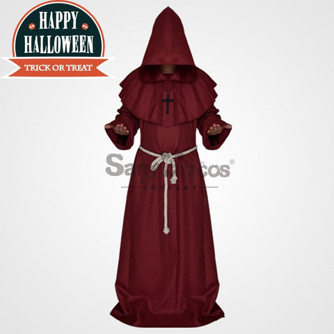 【In Stock】Halloween Cosplay Medieval Monk Costume Red / S Costumes