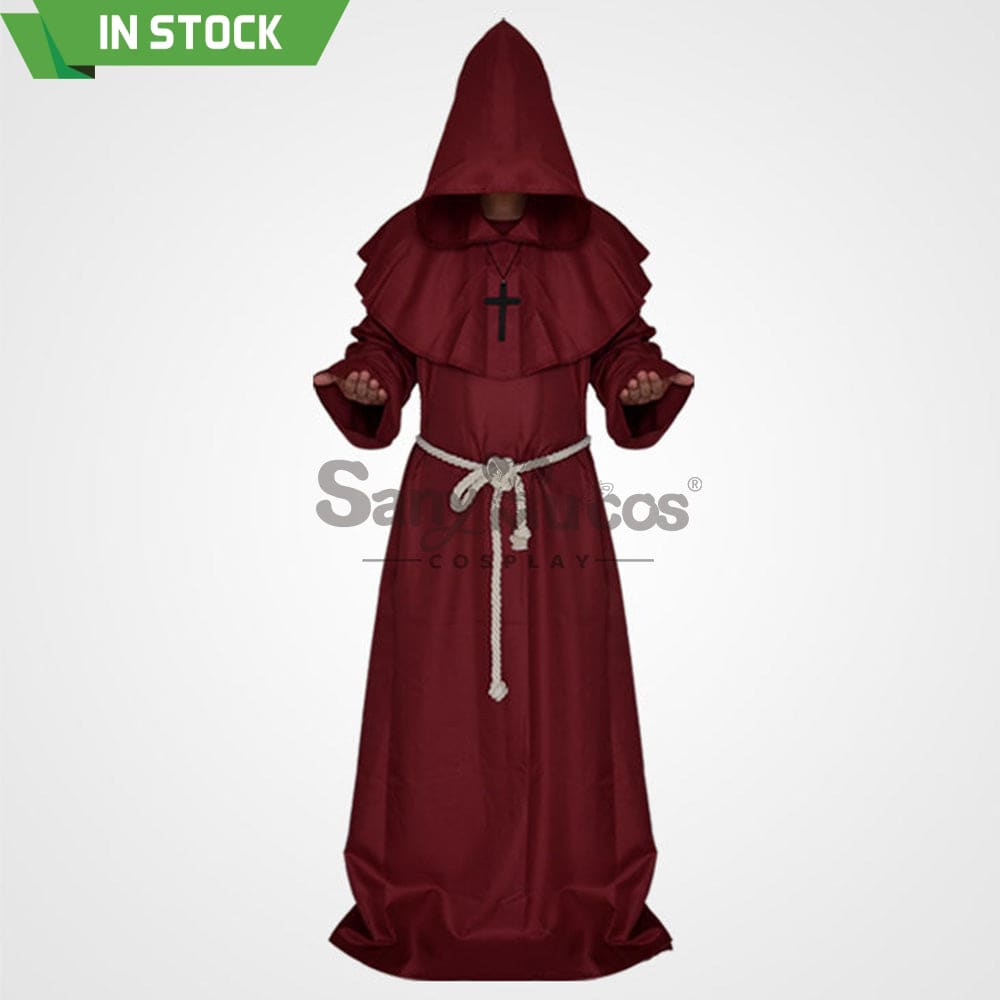 【In Stock】Halloween Cosplay Medieval Monk Costume Red / S Costumes