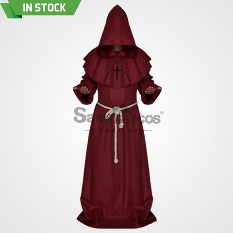 【In Stock】Halloween Cosplay Medieval Monk Costume Red / S Costumes