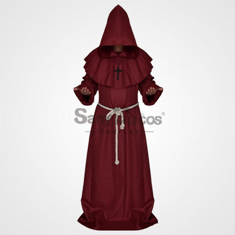 【In Stock】Halloween Cosplay Medieval Monk Costume Red / S Costumes