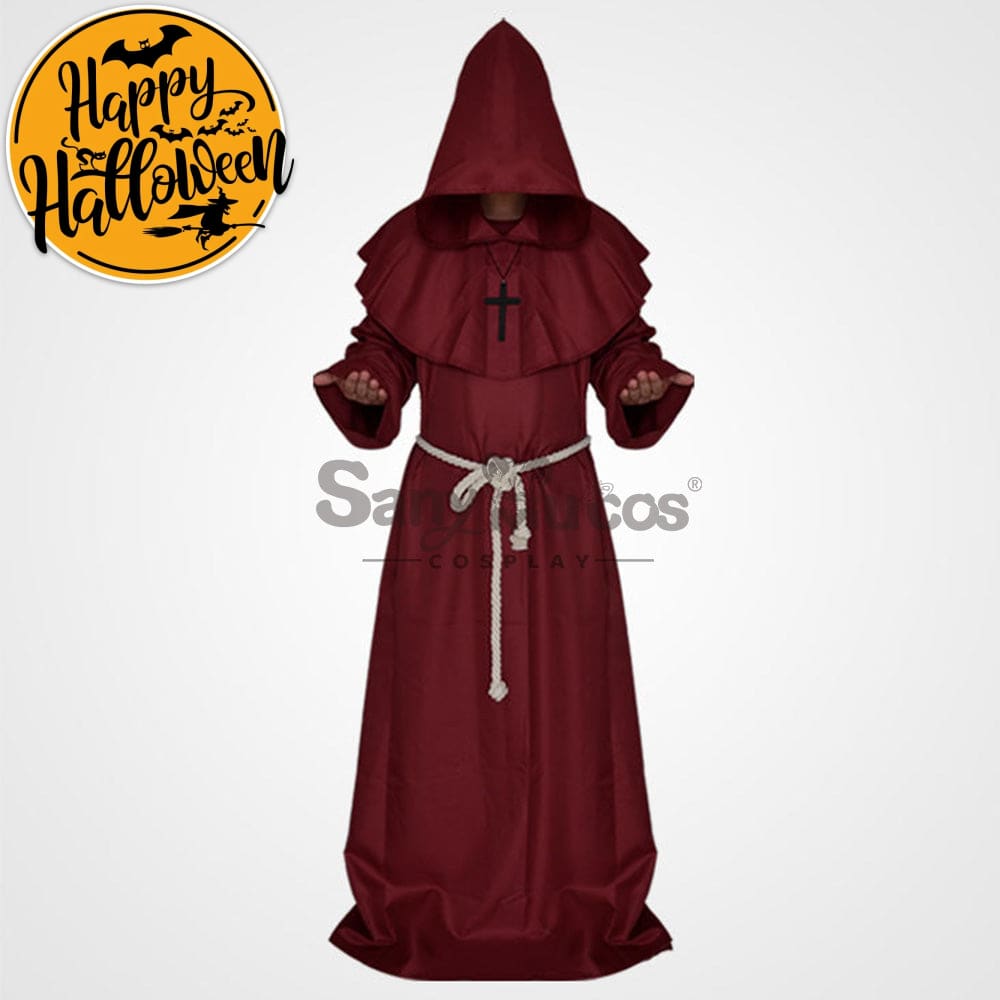 【In Stock】Halloween Cosplay Medieval Monk Costume Red / S Costumes