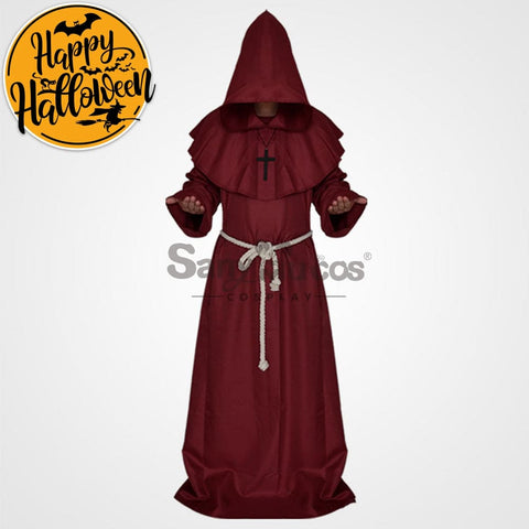 【In Stock】Halloween Cosplay Medieval Monk Costume Red / S Costumes