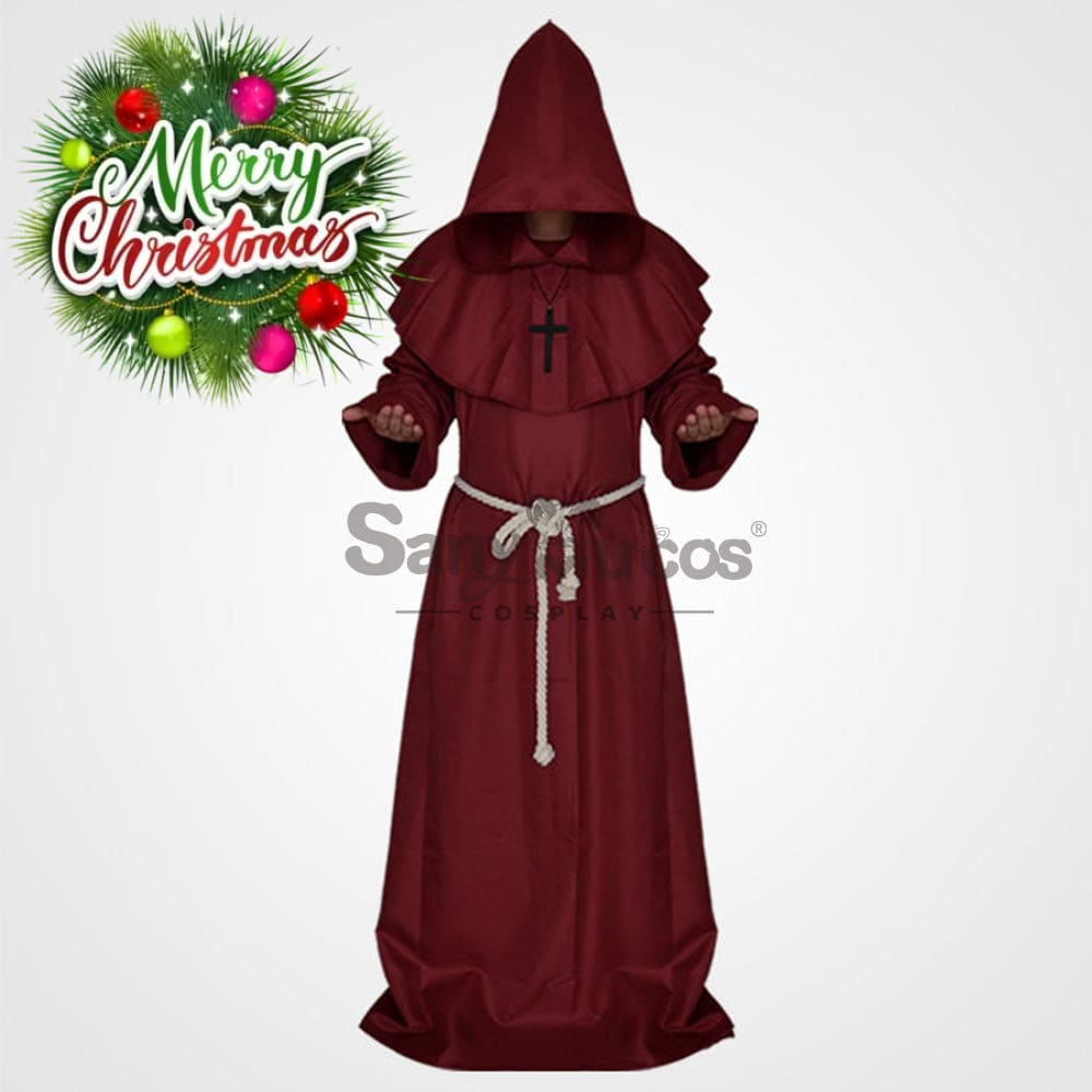 【In Stock】Halloween Cosplay Medieval Monk Costume Red / S Costumes