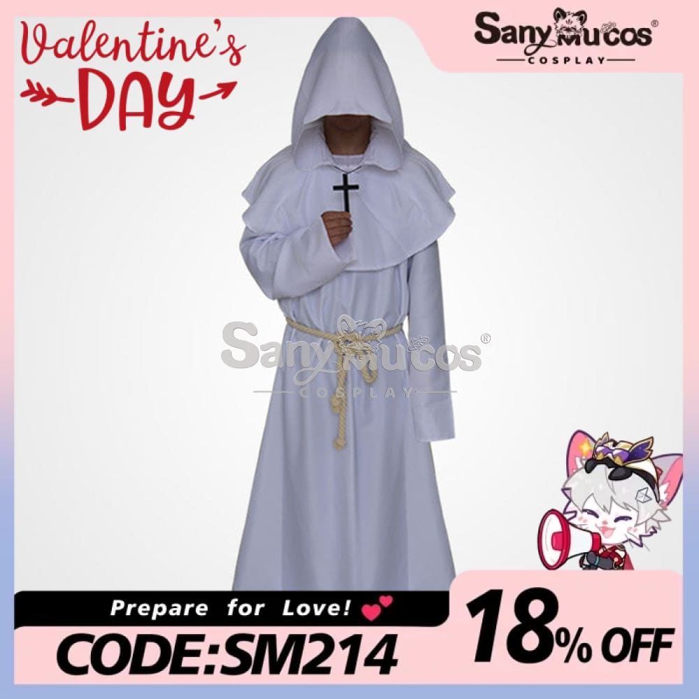 【In Stock】Halloween Cosplay Medieval Monk Costume White / S Costumes