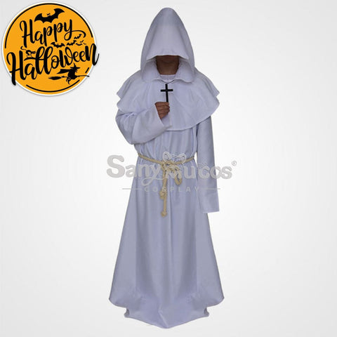 【In Stock】Halloween Cosplay Medieval Monk Costume White / S Costumes