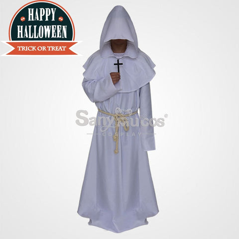 【In Stock】Halloween Cosplay Medieval Monk Costume White / S Costumes