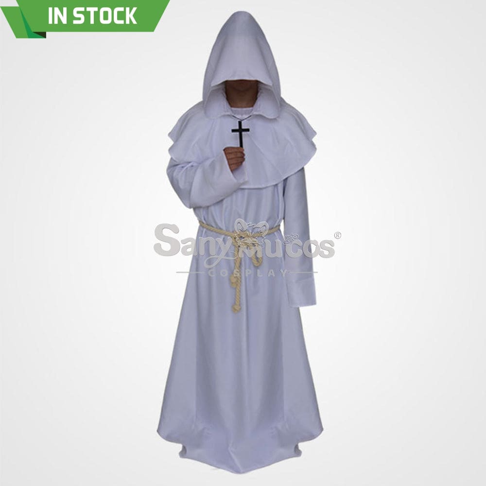 【In Stock】Halloween Cosplay Medieval Monk Costume White / S Costumes