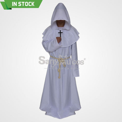 【In Stock】Halloween Cosplay Medieval Monk Costume White / S Costumes