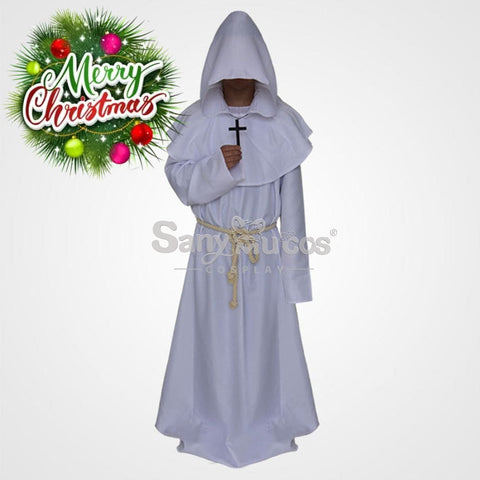 【In Stock】Halloween Cosplay Medieval Monk Costume White / S Costumes