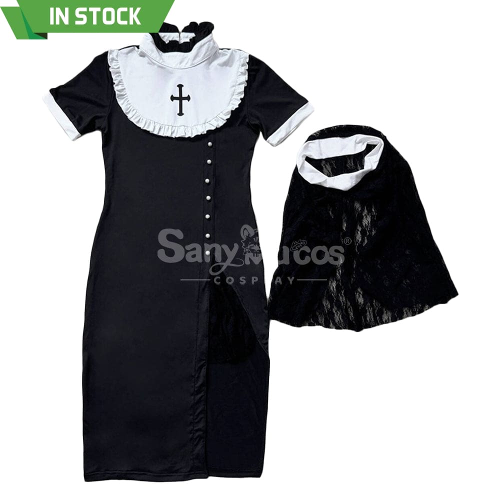 【In Stock】Halloween Cosplay Nun Gothic Black Dress Stage Performance Costume Costumes