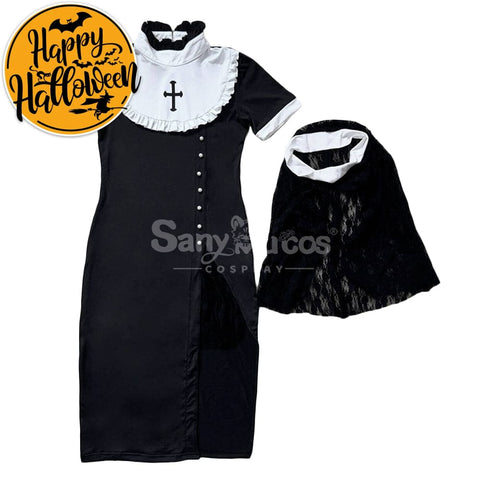 【In Stock】Halloween Cosplay Nun Gothic Black Dress Stage Performance Costume Costumes