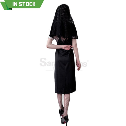 【In Stock】Halloween Cosplay Nun Gothic Black Dress Stage Performance Costume Costumes