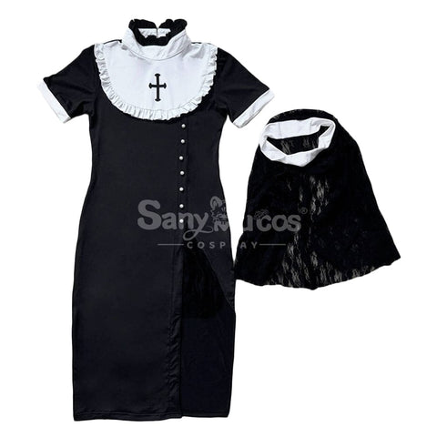 【In Stock】Halloween Cosplay Nun Gothic Black Dress Stage Performance Costume Costumes