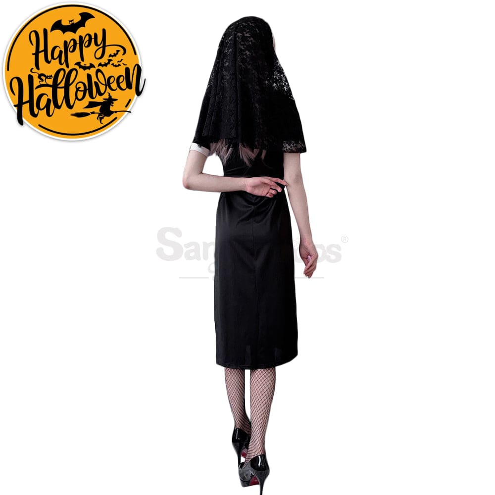 【In Stock】Halloween Cosplay Nun Gothic Black Dress Stage Performance Costume Costumes
