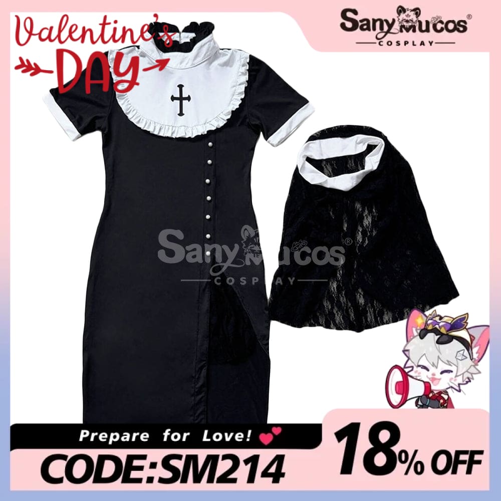 【In Stock】Halloween Cosplay Nun Gothic Black Dress Stage Performance Costume Costumes