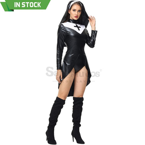 【In Stock】Halloween Cosplay Nun Leather Suit Costume Costumes